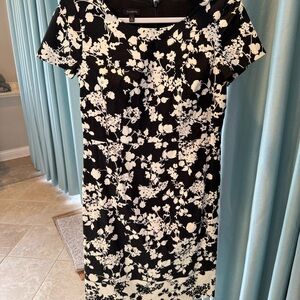 Talbots Black and White Floral Midi Dress